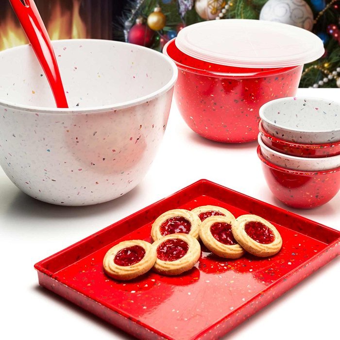 Zak! Designs Confetti Classic Prep Bowls (Set of 4), Durable and BPA-free Melamine, 4" , Urban N12
