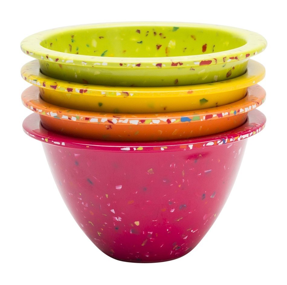 Zak! Designs Confetti Classic Prep Bowls (Set of 4), Durable and BPA-free Melamine, 4" , Urban N15