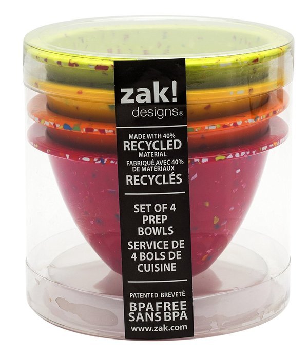 Zak! Designs Confetti Classic Prep Bowls (Set of 4), Durable and BPA-free Melamine, 4" , Urban N16