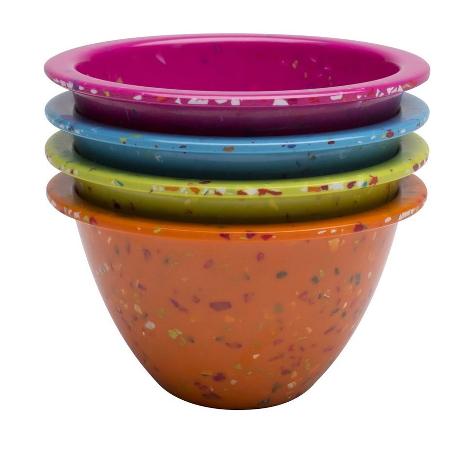 Zak! Designs Confetti Classic Prep Bowls (Set of 4), Durable and BPA-free Melamine, 4" , Urban N17