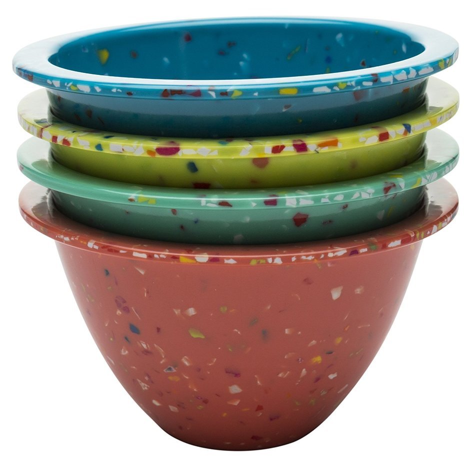 Zak! Designs Confetti Classic Prep Bowls (Set of 4), Durable and BPA-free Melamine, 4" , Urban N18