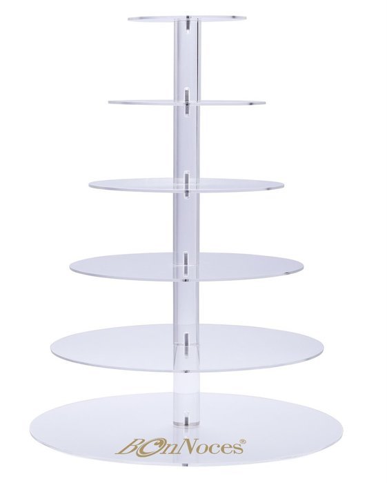 BonNoces Premium 7 Seven Tier Crystal Clear Acrylic Glass Round Wedding Cake Stand Cupcake Tree for Wedding Cupcakes... N8