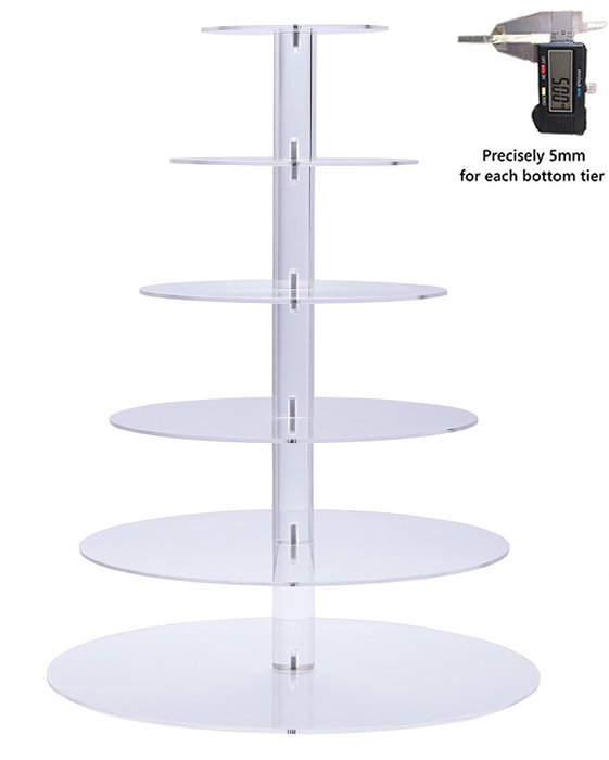 BonNoces Premium 7 Seven Tier Crystal Clear Acrylic Glass Round Wedding Cake Stand Cupcake Tree for Wedding Cupcakes... N11
