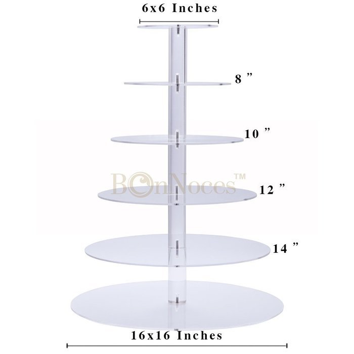 BonNoces Premium 7 Seven Tier Crystal Clear Acrylic Glass Round Wedding Cake Stand Cupcake Tree for Wedding Cupcakes... N12