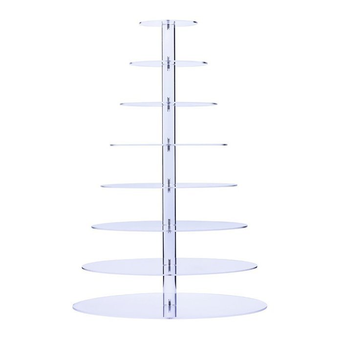 BonNoces Premium 7 Seven Tier Crystal Clear Acrylic Glass Round Wedding Cake Stand Cupcake Tree for Wedding Cupcakes... N14