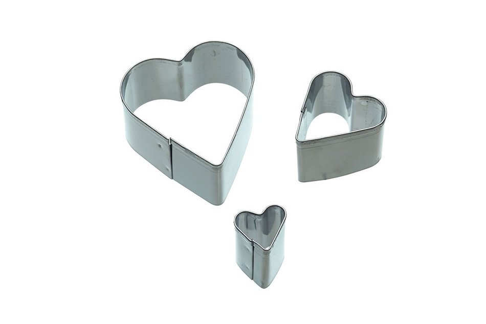 Set Of 3 Mini Stainless Steel Heart Shaped Fondant Cutters