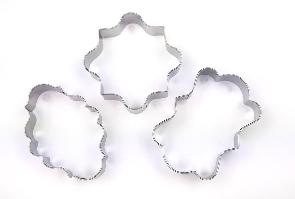 Wocuz Plaque Frame, Square Frame Plaque, Fancy Oval Stainless Steel Cookie Cutter 3 Pcs Set