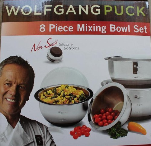 Wolfgang Puck 8 Piece Mixing Bowl Set Non-skid Silicone Bottoms