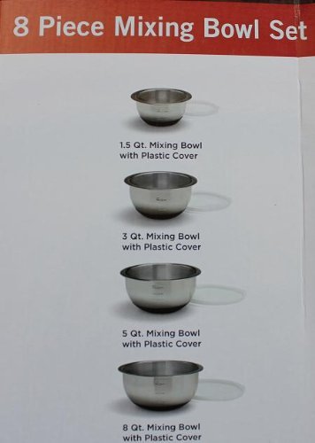 Wolfgang Puck 8 Piece Mixing Bowl Set Non-skid Silicone Bottoms N2