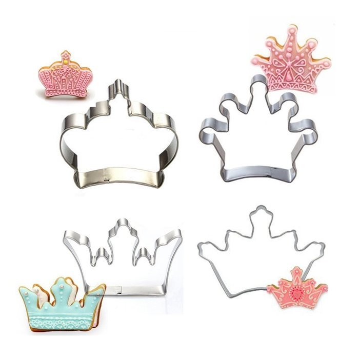 FairyTeller 4Pcs Crown Cookies Mold Cutter Stainless Steel 3D Biscuit Press Fondant Moldes Baking & Pastry Tools...