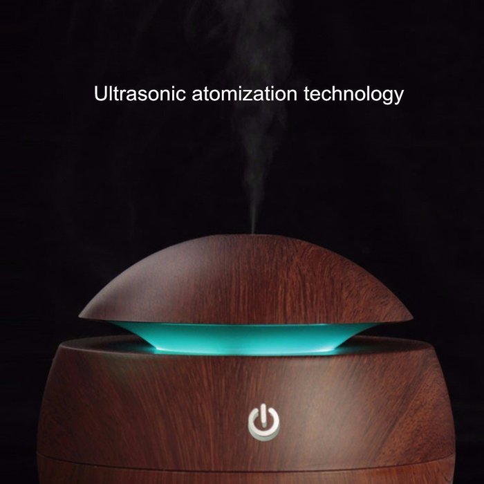 MOHOO Wood Grain Aroma Diffuser Whisper Quiet Cool Mist Air Purifier Ultrasonic Humidifier With 6 Color LED Lights... N4