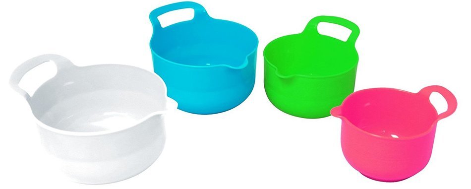 Gourmet Home Products 4 Piece Polypropylene Batter Bowl Set with Non Skid Bottom, Blue N4