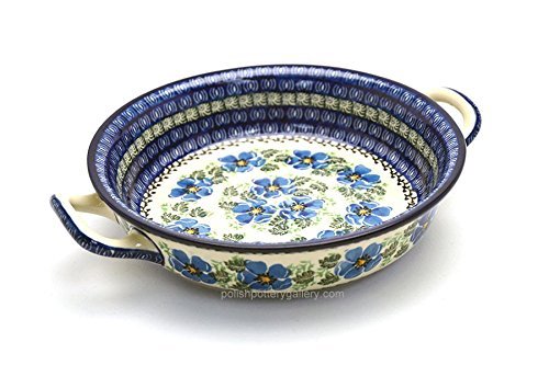 Polish Pottery Baker - Round with Handles - Medium - Morning Glory