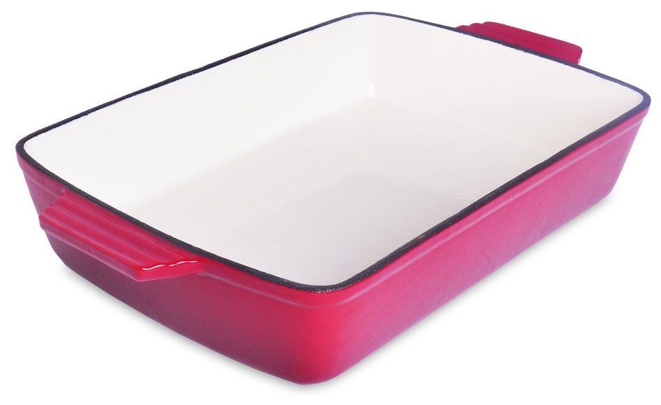 Spiceberry Home Cast-Iron Enamel Casserole, 13 x 9", Red