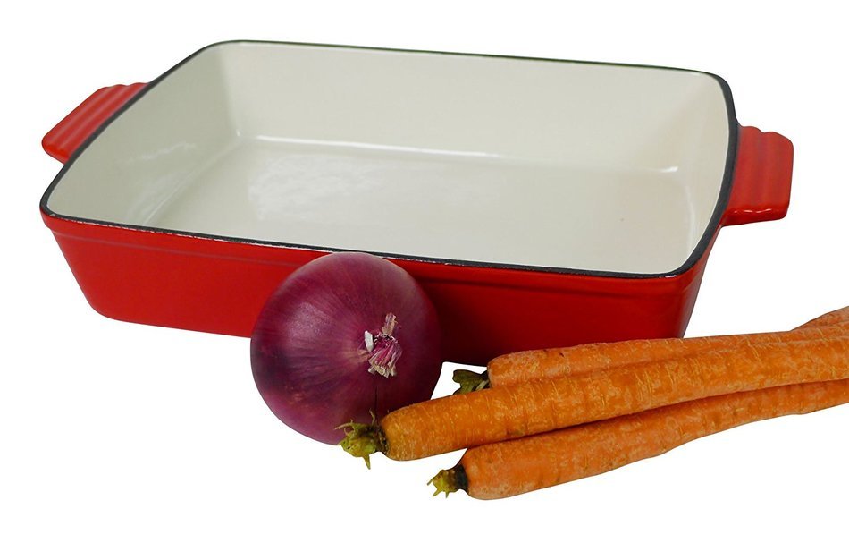Spiceberry Home Cast-Iron Enamel Casserole, 13 x 9", Red N2