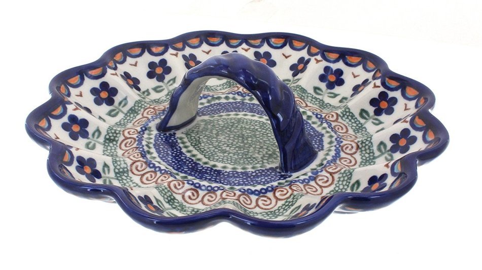 Polish Pottery Aztec Flower Egg Plate