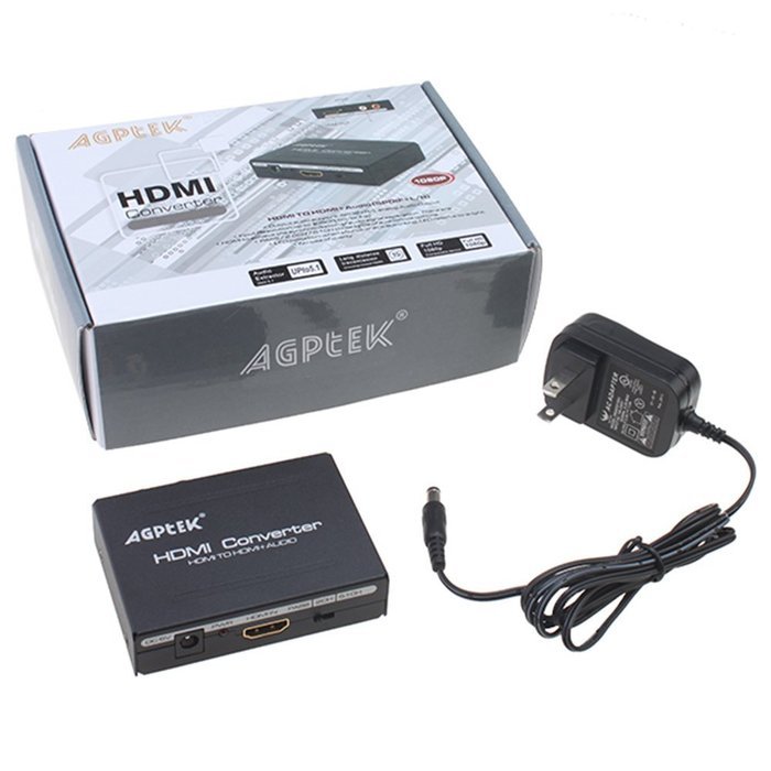 AGPtek&reg; HDMI to HDMI + SPDIF + RCA L / R Audio Extractor Converter (HDMI input,HDMI+ Audio output) N3