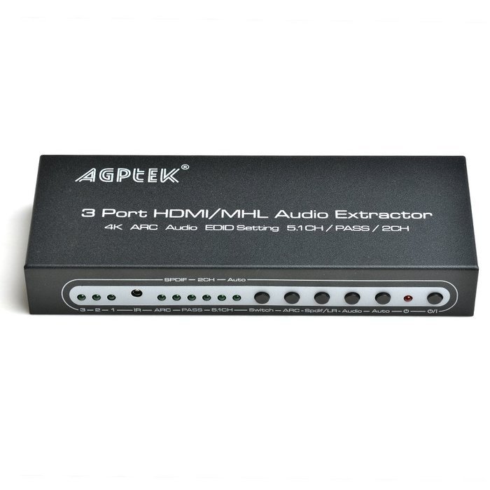 AGPtek&reg; HDMI to HDMI + SPDIF + RCA L / R Audio Extractor Converter (HDMI input,HDMI+ Audio output) N4