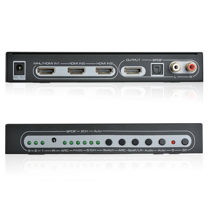 AGPtek&reg; HDMI to HDMI + SPDIF + RCA L / R Audio Extractor Converter (HDMI input,HDMI+ Audio output) N8