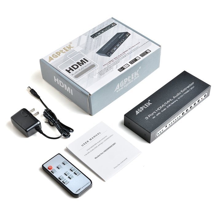 AGPtek&reg; HDMI to HDMI + SPDIF + RCA L / R Audio Extractor Converter (HDMI input,HDMI+ Audio output) N11