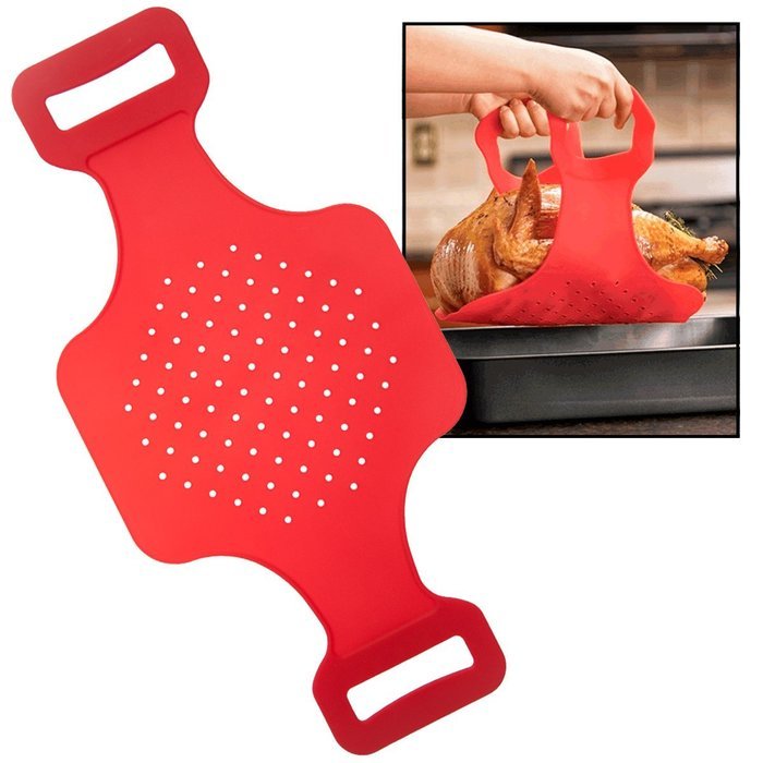 Heat Resistant Silicone Turkey Ham Roast Lifter Roaster Pan Liner Mat Oven Safe