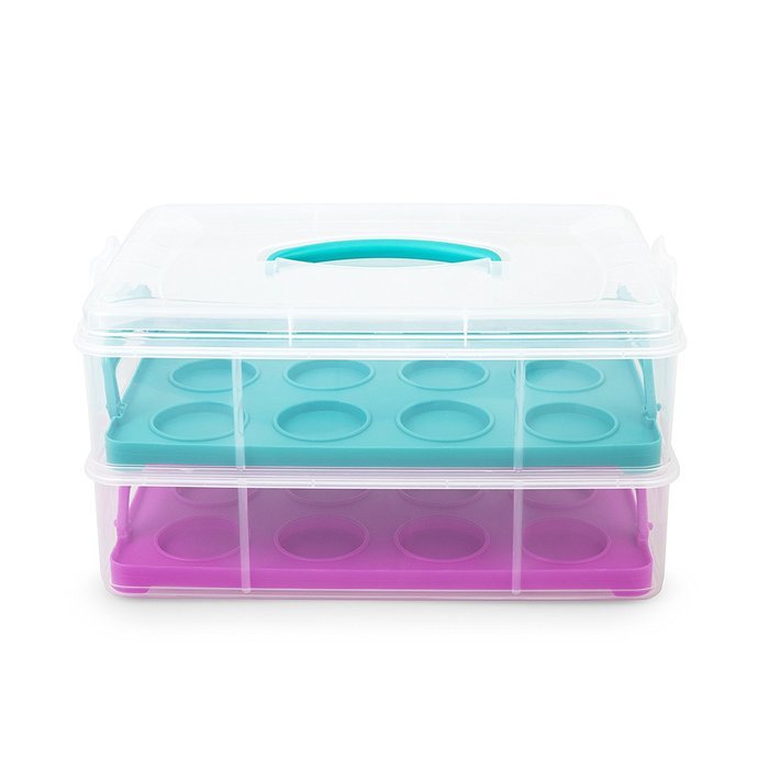 Holstein Housewares HD-07035EM Cupcake Caddy - Teal/Magenta