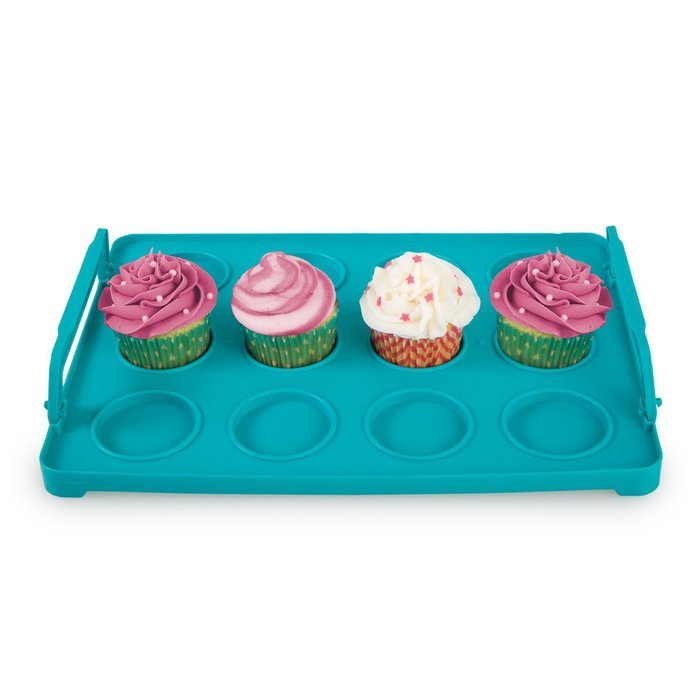 Holstein Housewares HD-07035EM Cupcake Caddy - Teal/Magenta N3