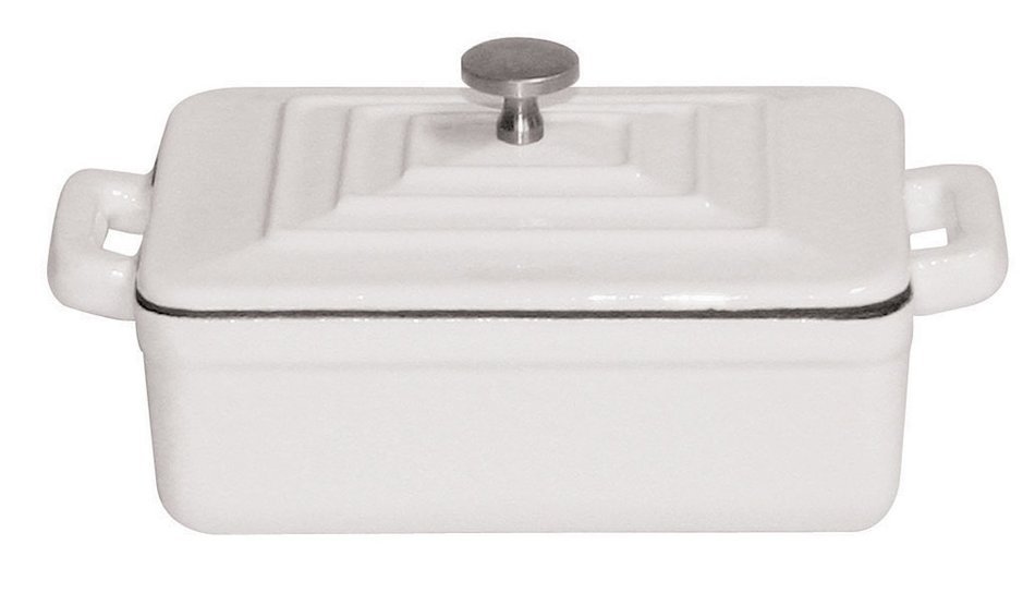 Paderno World Cuisine 0.375-Quart Rectangular Cast-Iron Casserole, Black N2