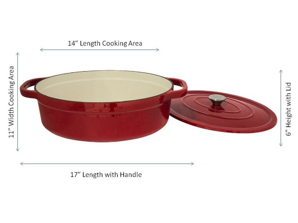 Useful UH-CI35 7 Quart Cast Iron Enamel Oval Covered Dutch Oven Casserole With Lid