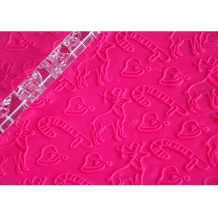 FOUR-C Fondant Rolling Pin Christmas Deer Roller for Cupcake Decorating Color Transparent