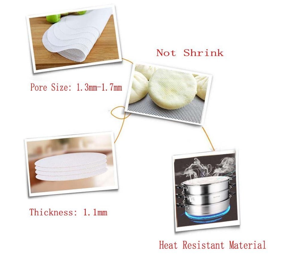 Lucky Gourd Reusable Non-Stick Silicone Steamer Pad Mesh Round Dumplings Mat,Pack of 4 (11.8 Inch/30 CM) N2