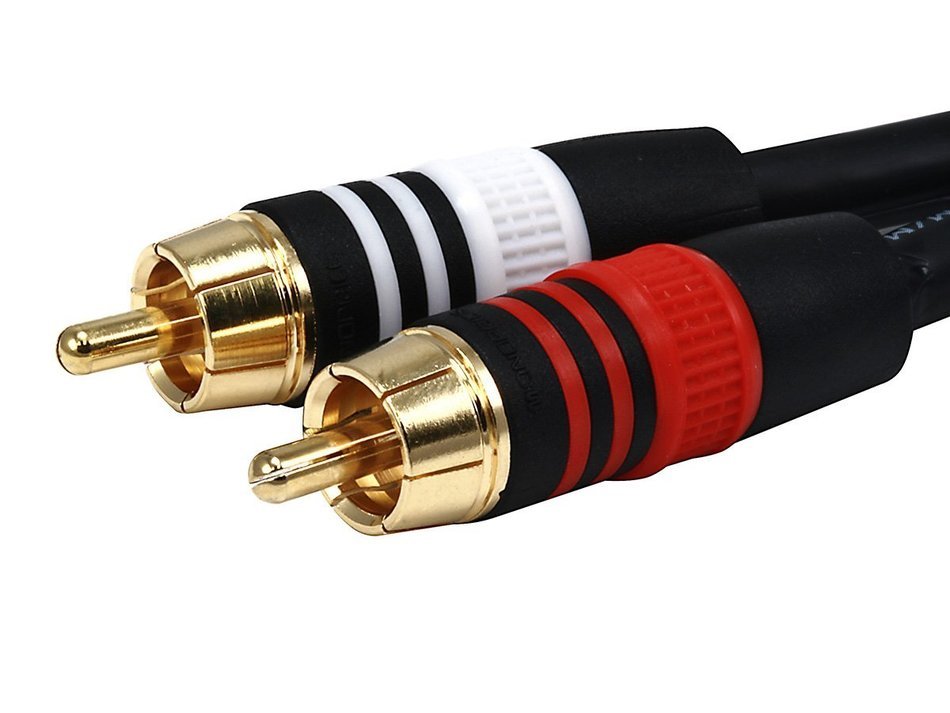 Monoprice 1.5ft Premium 2 RCA Plug/2 RCA Plug M/M 22AWG Cable - Black N2