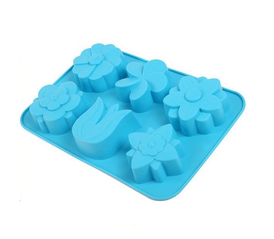 Always Your Chef 6-Cavity Silicone Baking Cake Cups, Candy Molds & Chocolates Molds & Ice Cube Trays, Flowers...