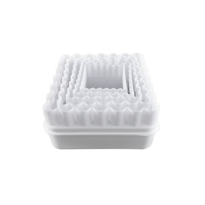 4" Cookie Cutter Square Shape Set of 5 Pieces Plastic White by Topenca Supplies