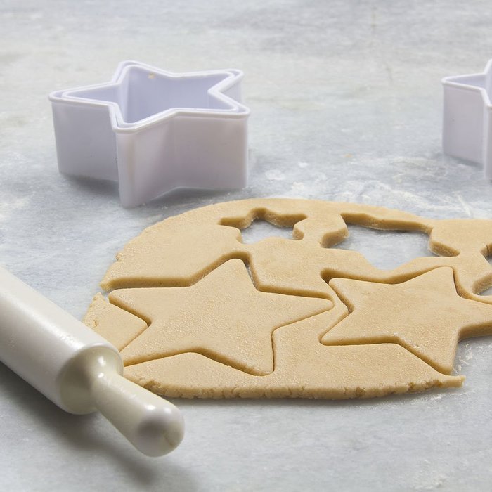 4" Cookie Cutter Square Shape Set of 5 Pieces Plastic White by Topenca Supplies N6