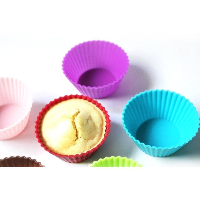 Silicone Baking Cups, Cupcake Liners, Non-stick Muffins Cup Molds -24 Pack- 8 Vibrant Colors Round (24 Pcs) N7