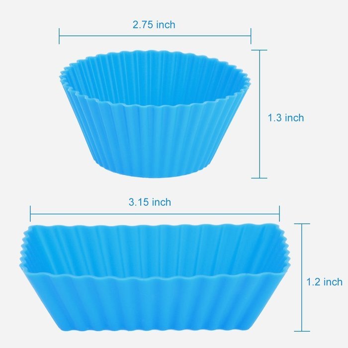 Outus Silicone Cupcake Cups Muffin Liner Baking Molds, Round and Rectangular, 24 Pieces N4