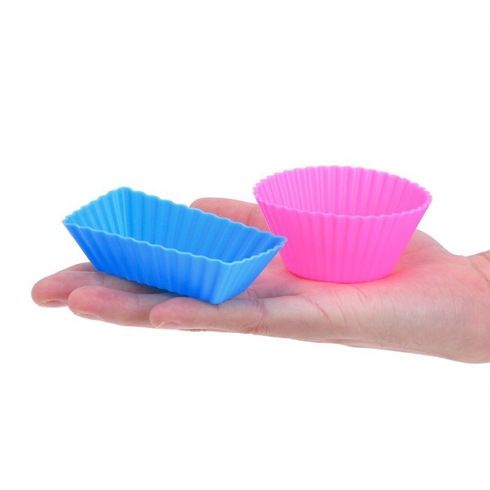 Outus Silicone Cupcake Cups Muffin Liner Baking Molds, Round and Rectangular, 24 Pieces N7