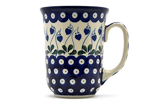 Polish Pottery Mug - 16 oz. Bistro - Bleeding Heart