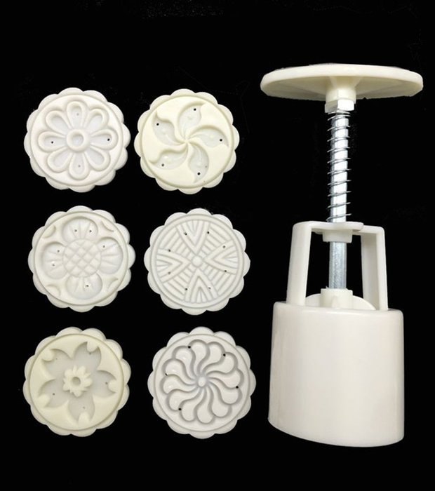 Flee MoonCake Mold Mould 50g Flowers Hand-pressure Cake moulds with 6 Stamps