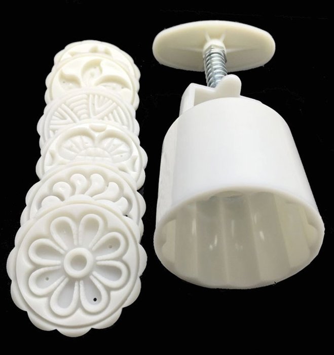 Flee MoonCake Mold Mould 50g Flowers Hand-pressure Cake moulds with 6 Stamps N3