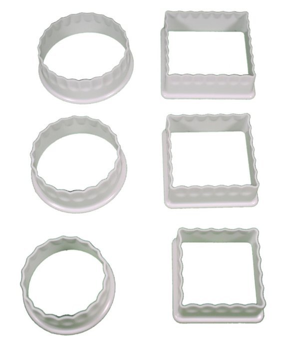 Lot of 6 Plastic Cookie Cutters Circle & Square Shapes