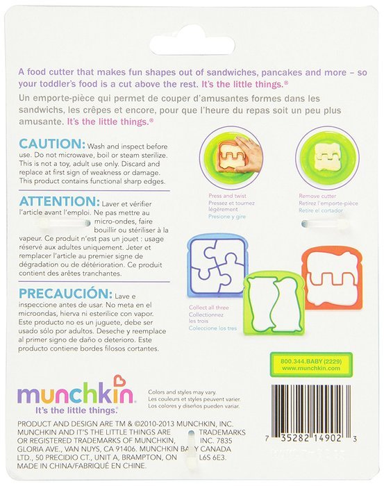 Munchkin Silly Sandwich Cutters(Design may vary) (Discontinued by Manufacturer) N2