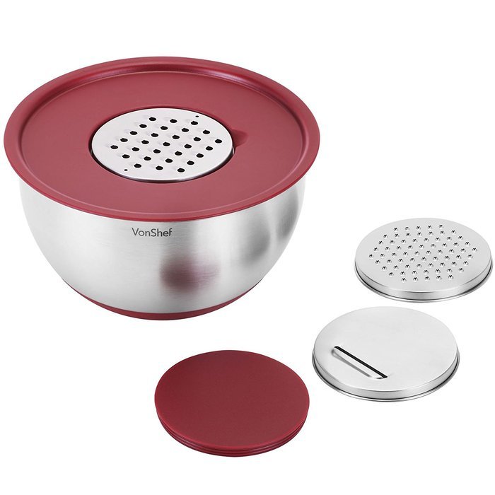 VonShef 17 Piece Premium Mixing Bundle with 5 Stainless Steel Mixing Bowls, Measuring Spoon Set, Measuring Cup... N2