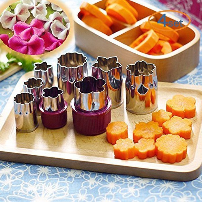 LOHOME Vegetable Cutter Mold, Stainless Steel Mini Cookie Cutters Flower Shape Slicer Cake Fruit Cut Tool, Set... N9