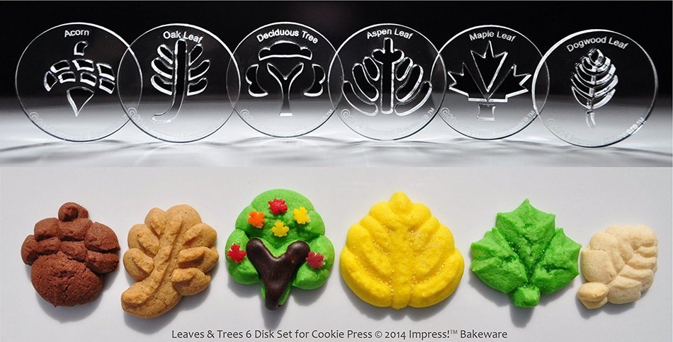 Leaves & Trees 6 Disk Set for Cookie Presses (SIZE M disks for presses that came with METAL disks)