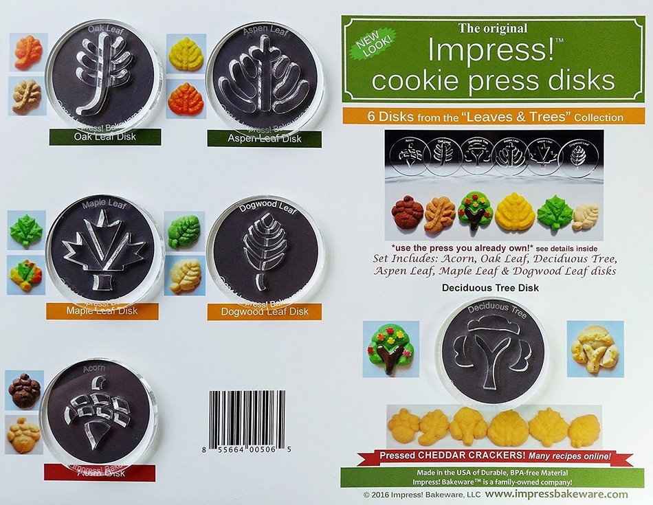 Leaves & Trees 6 Disk Set for Cookie Presses (SIZE M disks for presses that came with METAL disks) N2