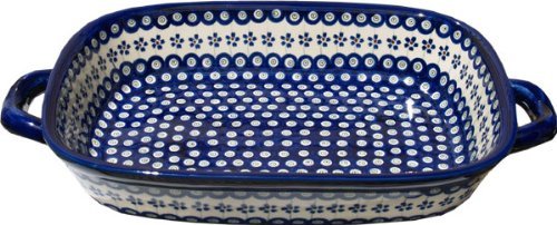 Polish Pottery Baking Dish with Handles From Zaklady Ceramiczne Boleslawiec #1345-166a Floral Peacock Classic...