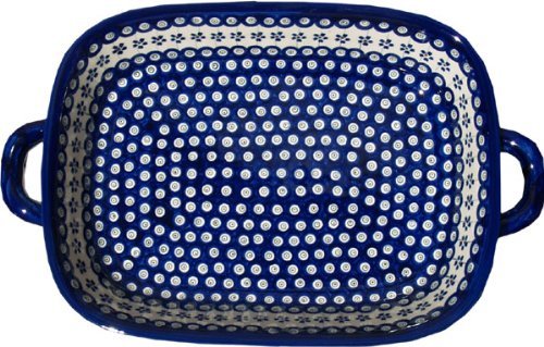 Polish Pottery Baking Dish with Handles From Zaklady Ceramiczne Boleslawiec #1345-166a Floral Peacock Classic... N2