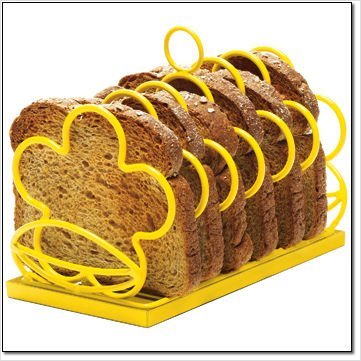 Yellow Flower Toast Caddy Rack with Crumb Tray